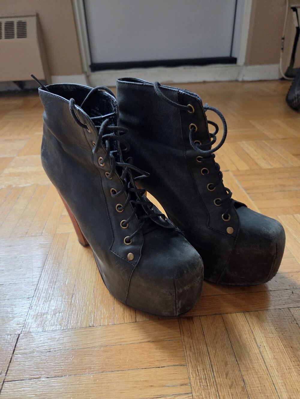 Jeffrey Campbell Lita Platform Boots Size 38 Black